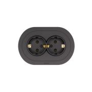 Розетка 2-м СП OSEN с заземл. ПБТ круглая механизм черн. бархат LEZARD 744-4200-127B